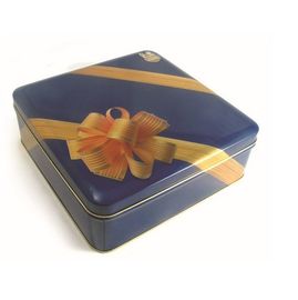 Çin Baskı Şerit Çiçek Desen Kare Teneke Kutu Kutular / Şeker / Çikolata Için Tatlı Kurabiye Matel Teneke Ambalaj Kutusu Tedarikçi